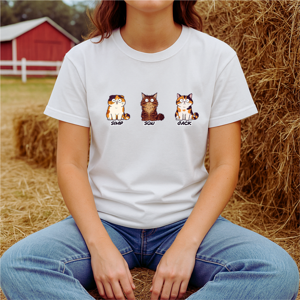 Custom Cat Mom Shirt - Personalized Cat Names T-Shirt for Women - Choose Your Cat Breeds