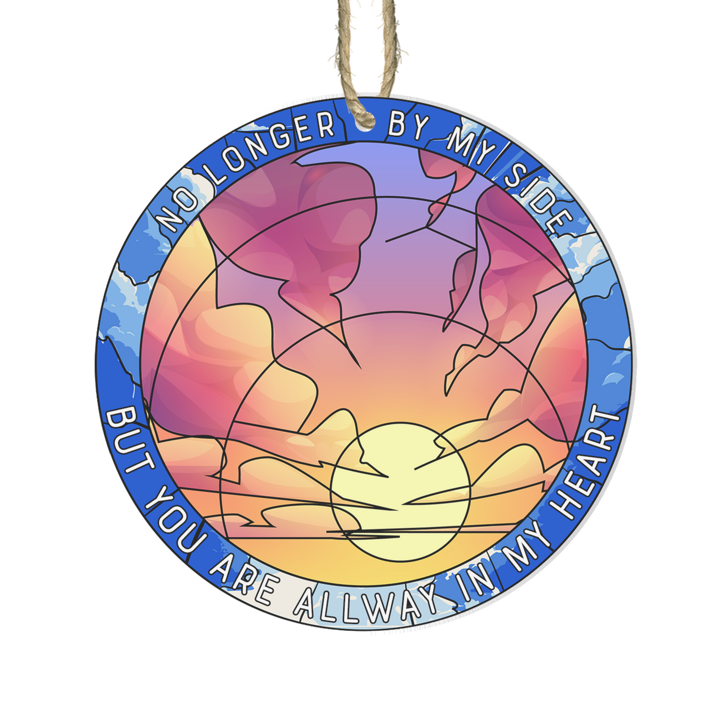 Personalized Pet Memorial Stained Glass Memorial Suncatcher Sunrise Sunset Design