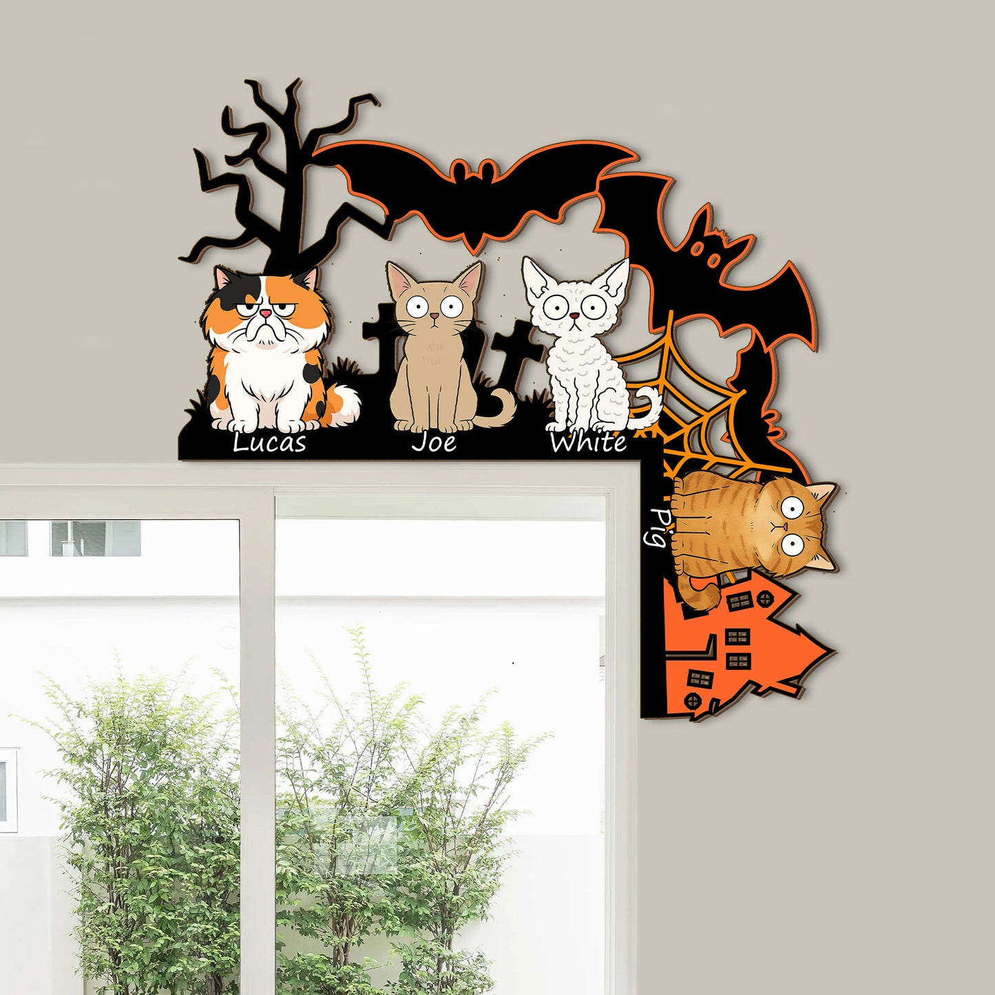 Custom Cat Halloween Door Corner Decoration