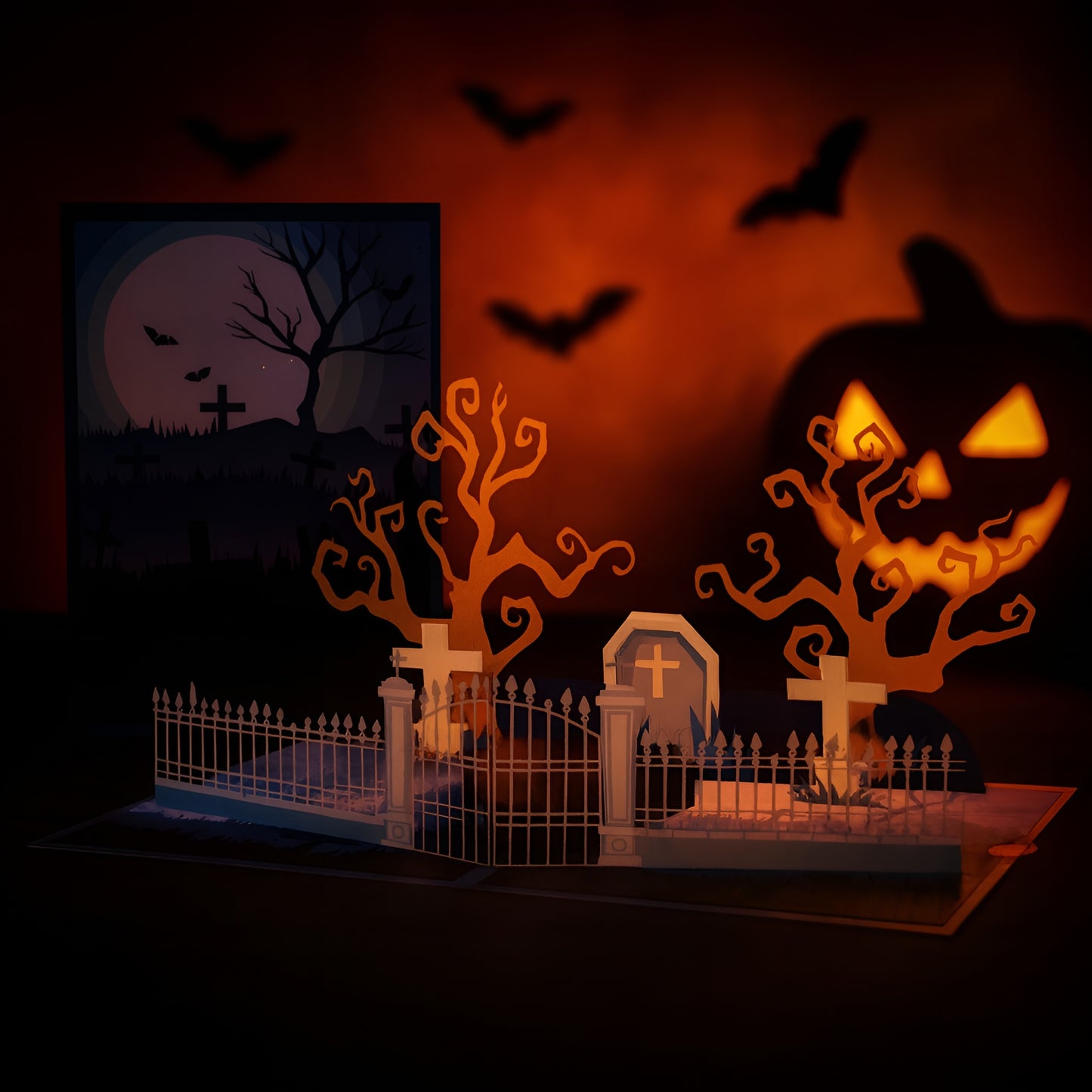 Haunted Graveyard 3D Pop-Up Halloween Card – Spooky Cemetery Scene