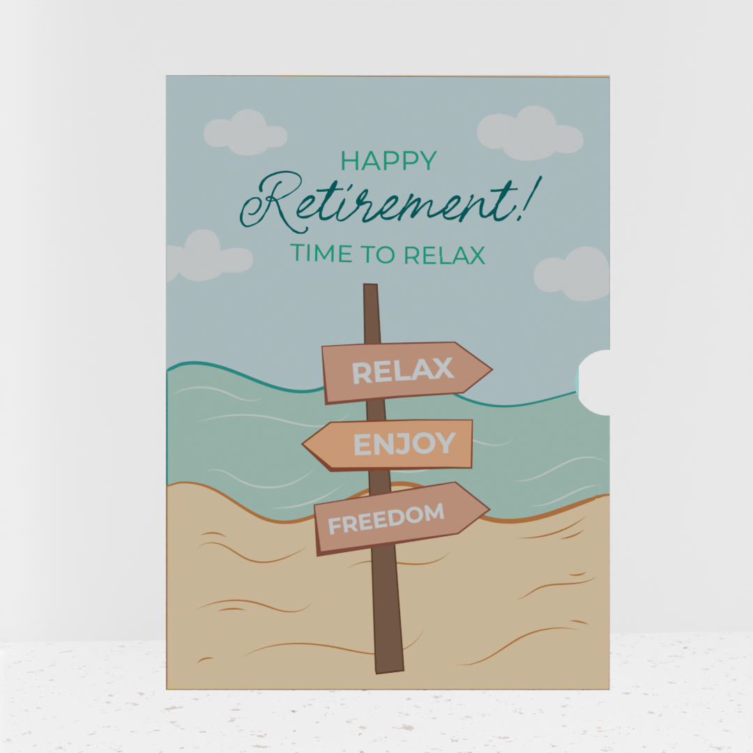 Happy Retirement 3D Pop-Up Card – Beach Relaxation Theme
