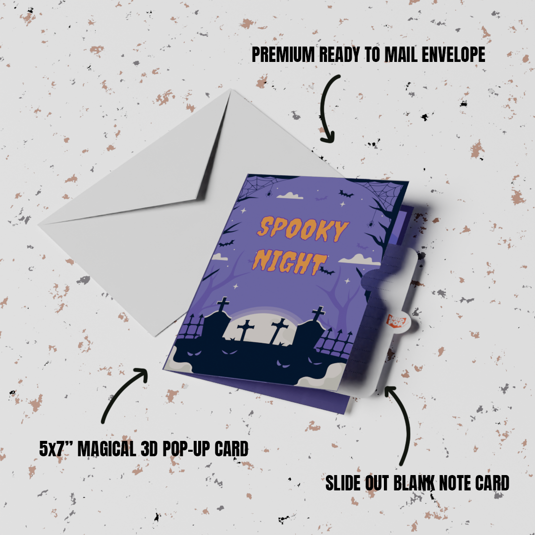 Spooky Night 3D Pop-Up Halloween Card – Haunted Graveyard Scene