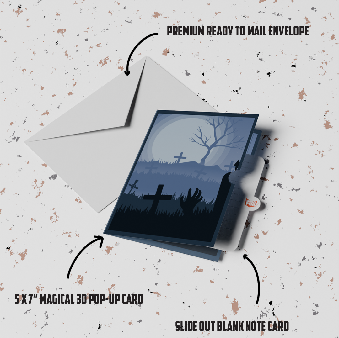 Haunted Graveyard 3D Pop-Up Halloween Card – Spooky Cemetery Scene