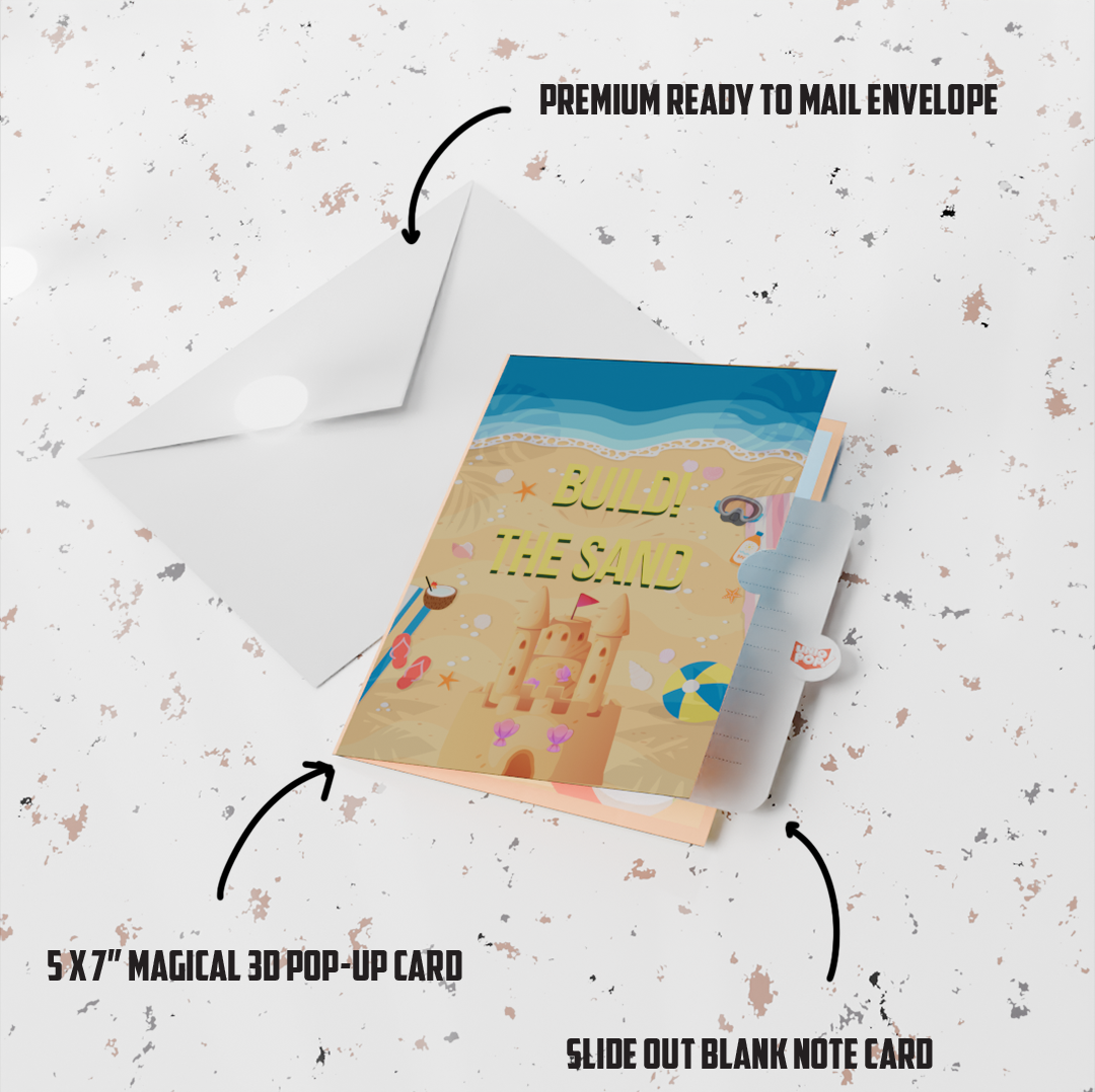 Sandcastle 3D Pop-Up Summer Card – Beach Fun Greeting for All Ages