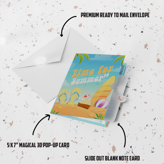 Time for Summer 3D Pop-Up Card – Tropical Beach Relaxation Scene