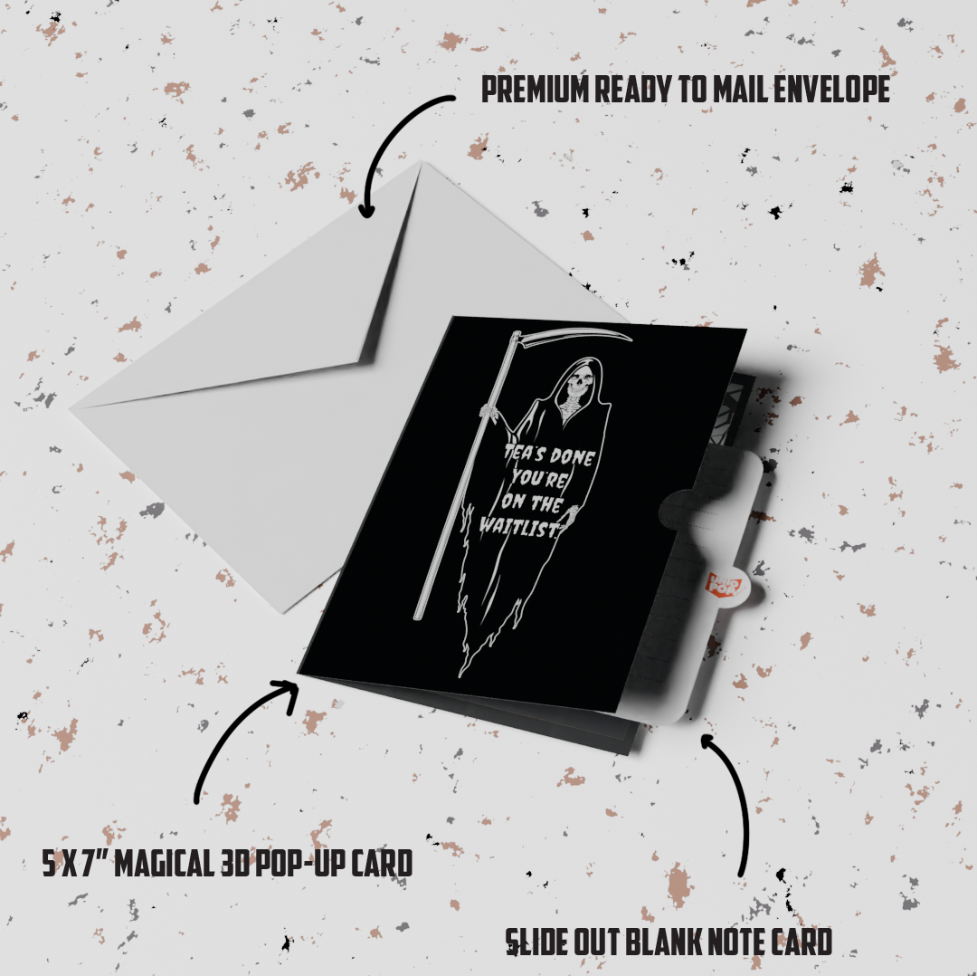 Card 3D Personalize-Grim Reaper Pop-Up Halloween Card–Reflective Tombstone Surprise