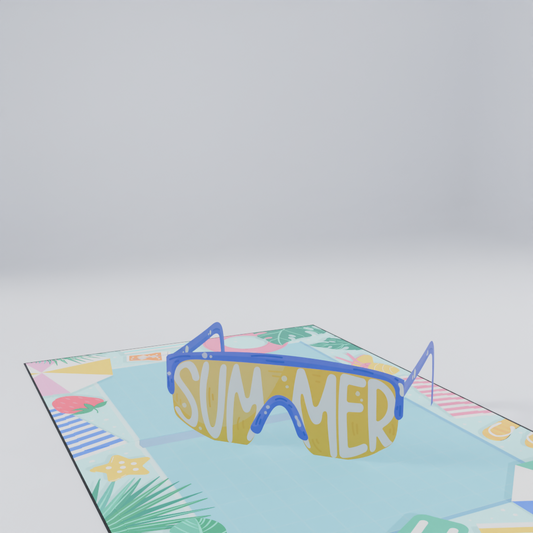 Summer Vibes 3D Pop-Up Card – Cool Sunglasses Tropical Beach Theme