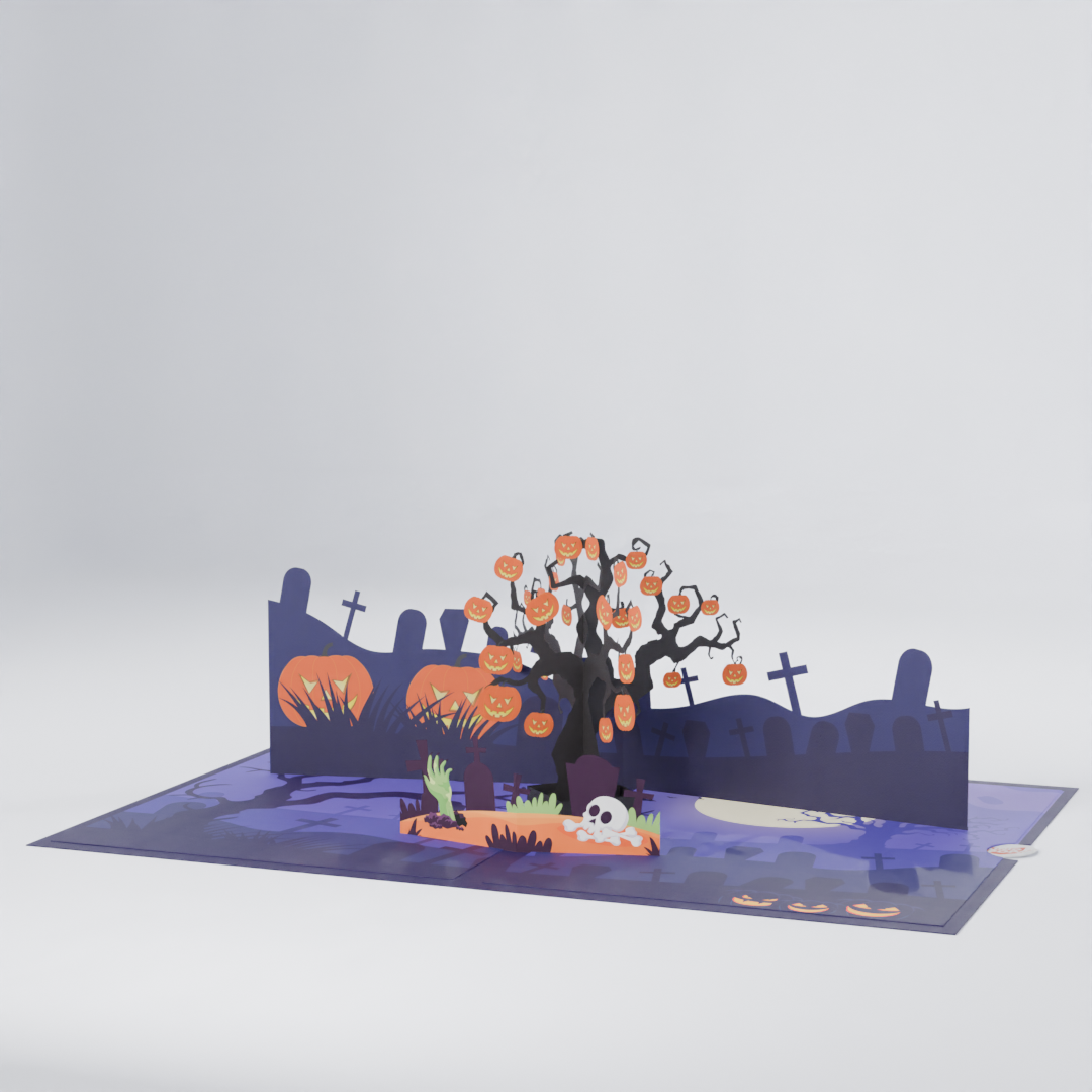 Spooky Night 3D Pop-Up Halloween Card – Haunted Graveyard Scene