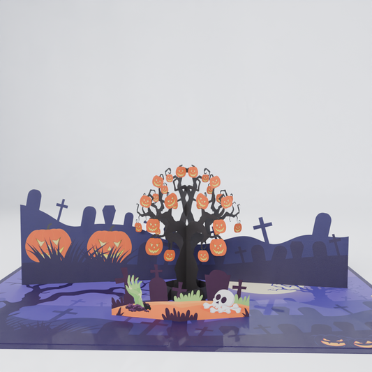 Spooky Night 3D Pop-Up Halloween Card – Haunted Graveyard Scene