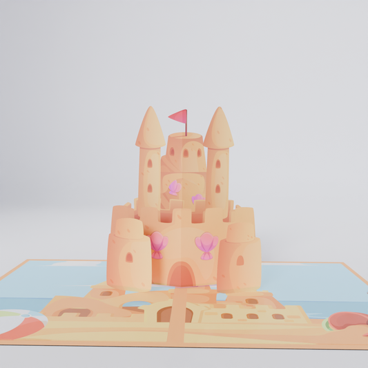 Sandcastle 3D Pop-Up Summer Card – Beach Fun Greeting for All Ages