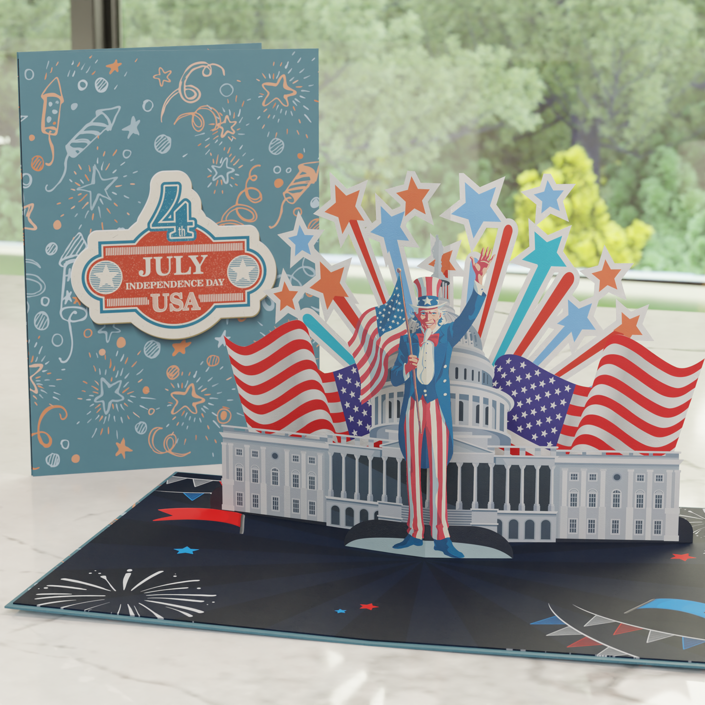 Independence Day Patriotic with Capitol and Uncle Sam