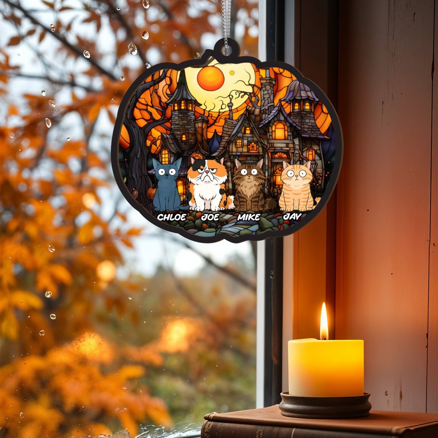 Custom Pet Halloween Ornament Pumpkin Window Decor