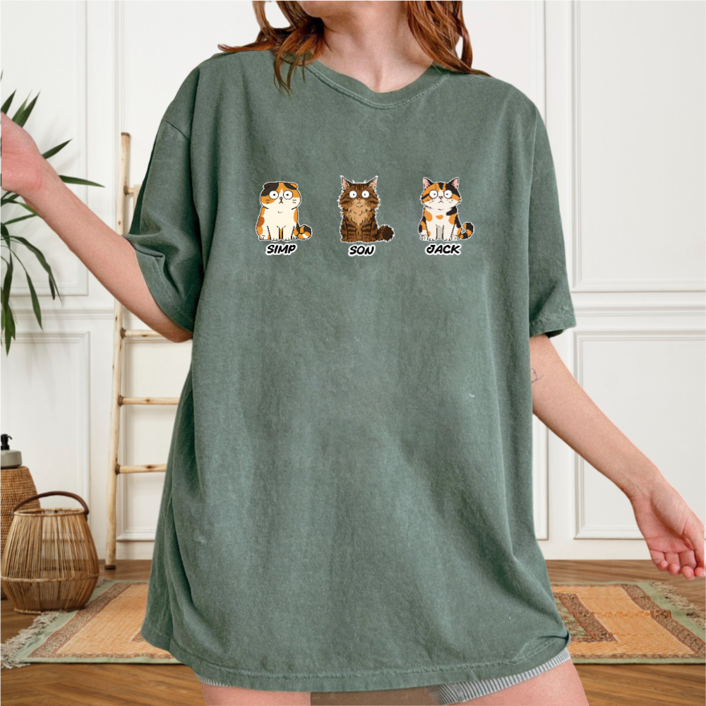 Custom Cat Mom Shirt - Personalized Cat Names T-Shirt for Women - Choose Your Cat Breeds
