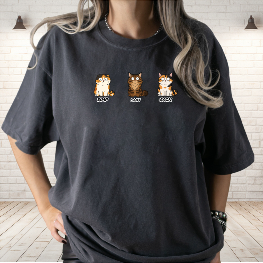 Custom Cat Mom Shirt - Personalized Cat Names T-Shirt for Women - Choose Your Cat Breeds