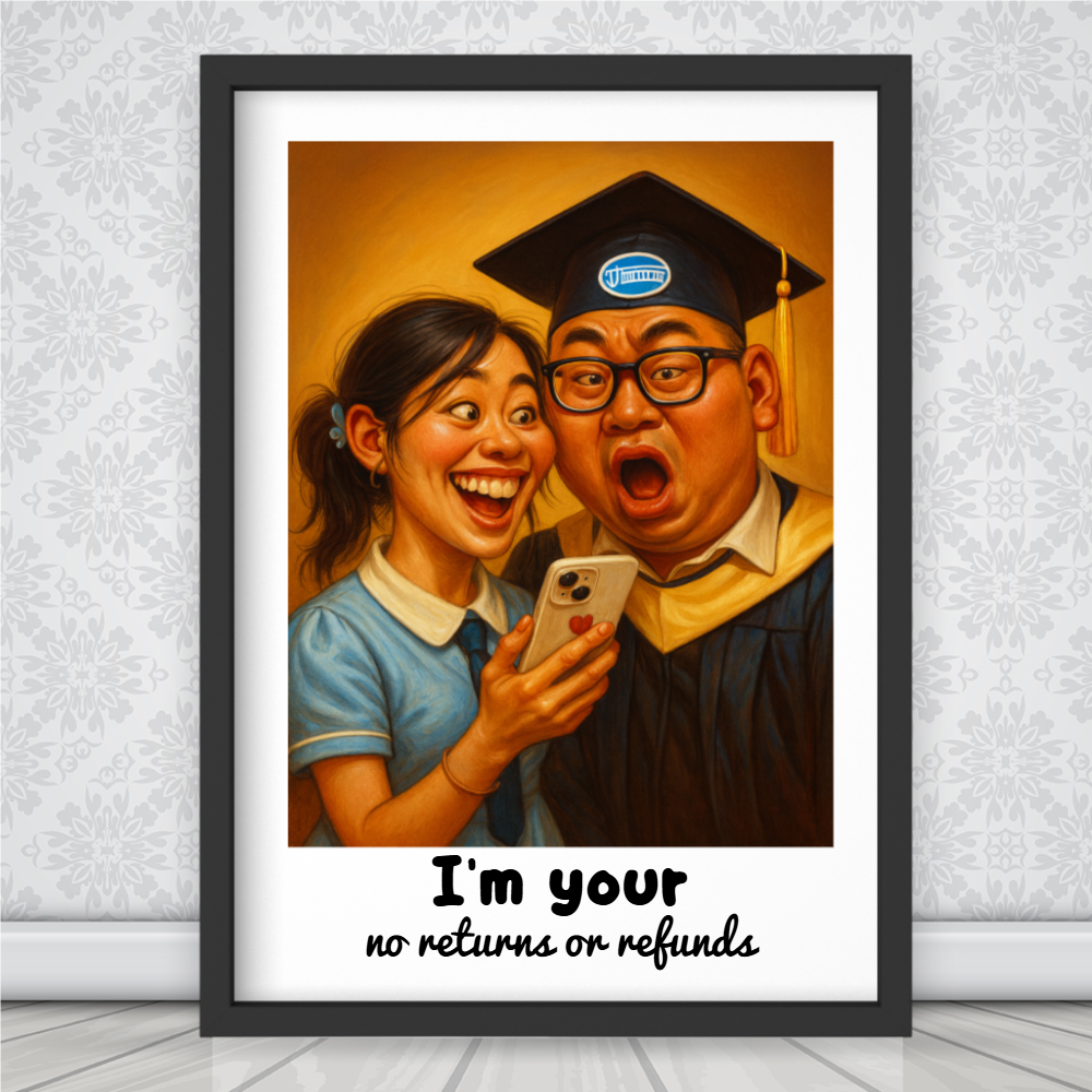 Caricature Wall Art for Funny Couples - Custom Cartoon Drawing from Photo - Personalized Photo Poster