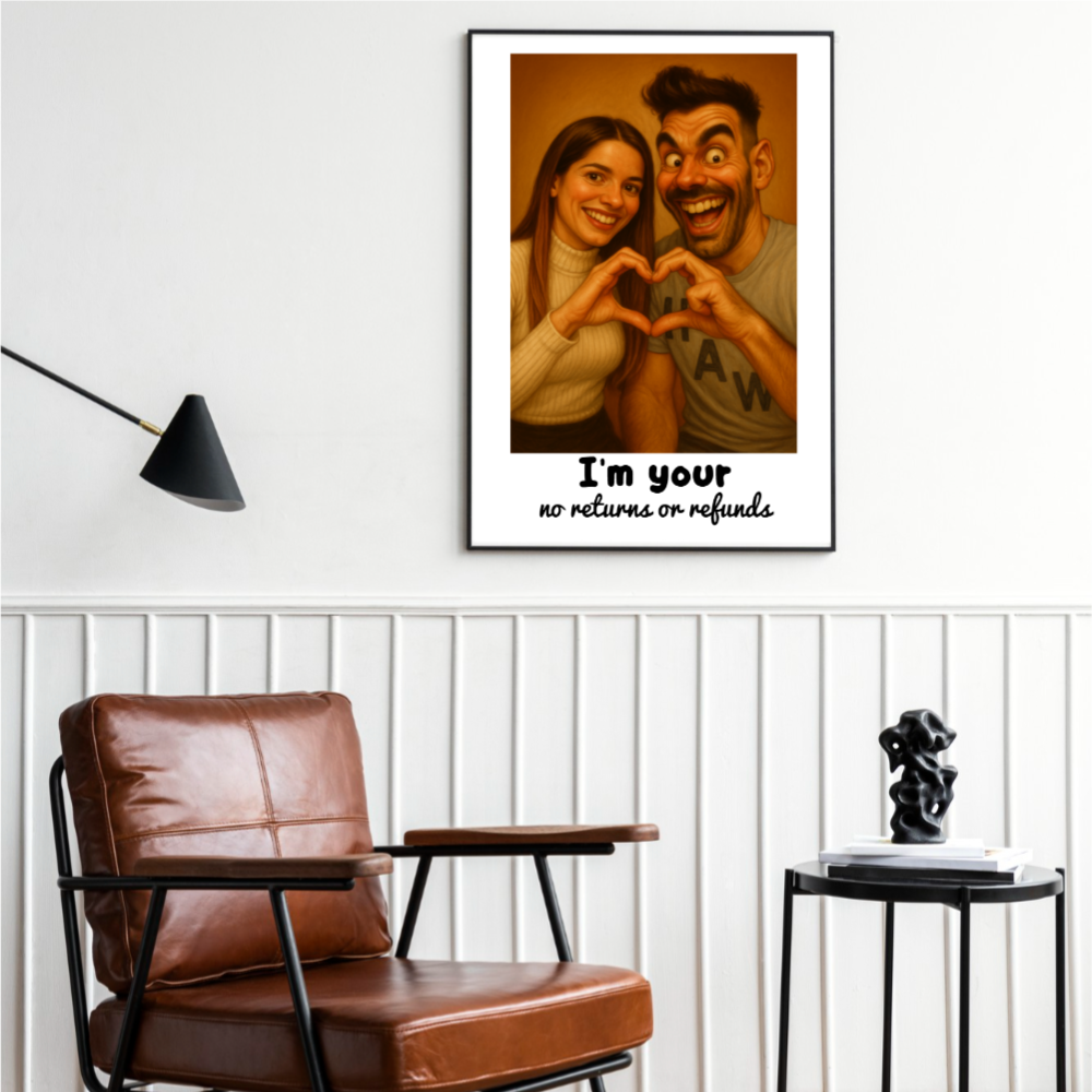 Caricature Wall Art for Funny Couples - Custom Cartoon Drawing from Photo - Personalized Photo Poster