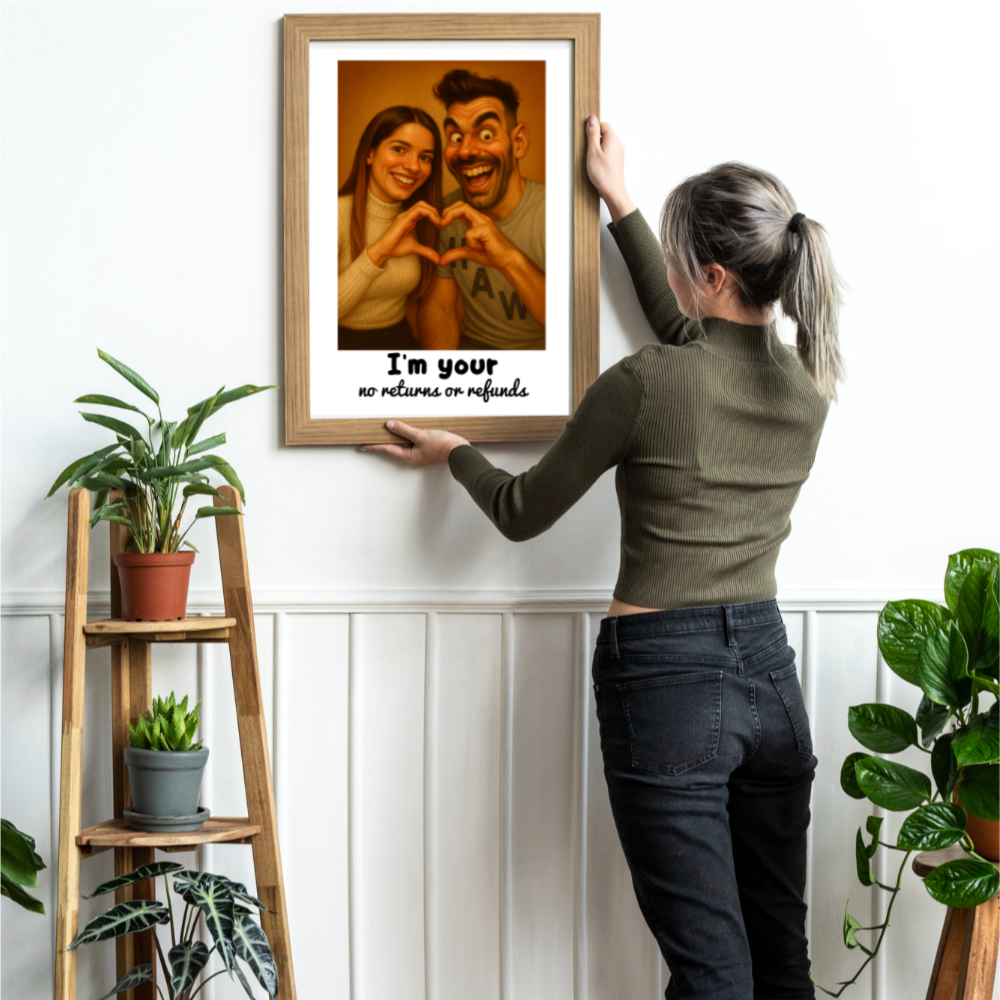 Caricature Wall Art for Funny Couples - Custom Cartoon Drawing from Photo - Personalized Photo Poster