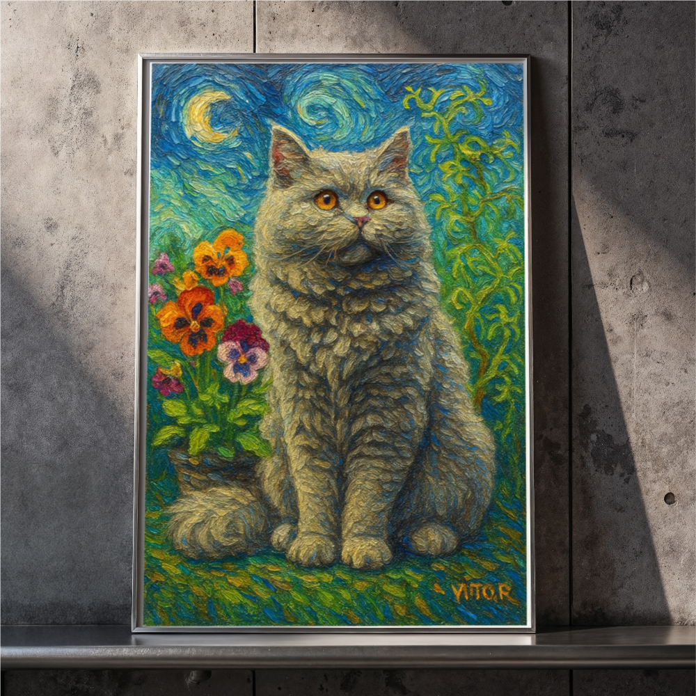 Custom Pet Portrait Van Gogh Style Canvas - Personalized Cat Dog Painting Starry Night Sunflowers Art