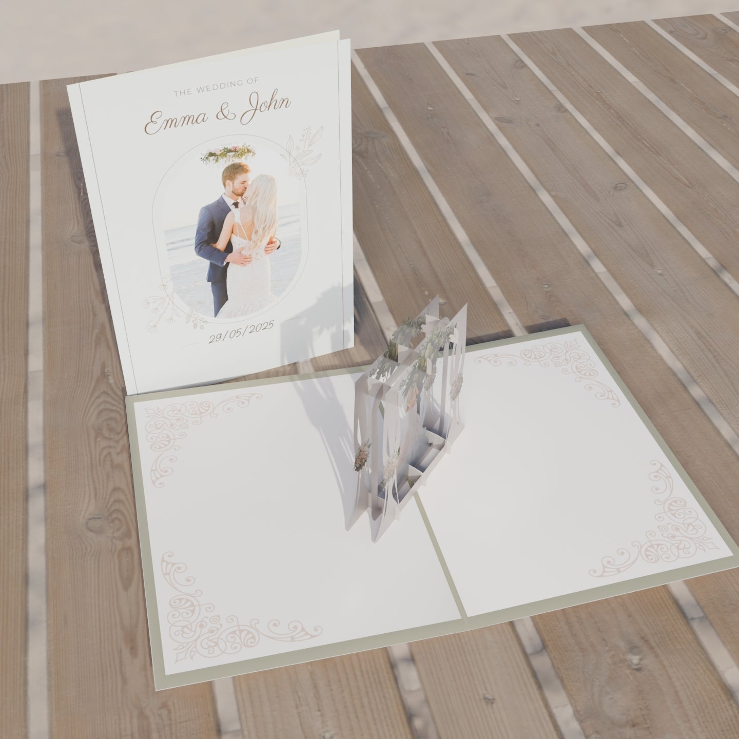 Custom Wedding Pop-Up Card - Personalized Photo Just Married Card