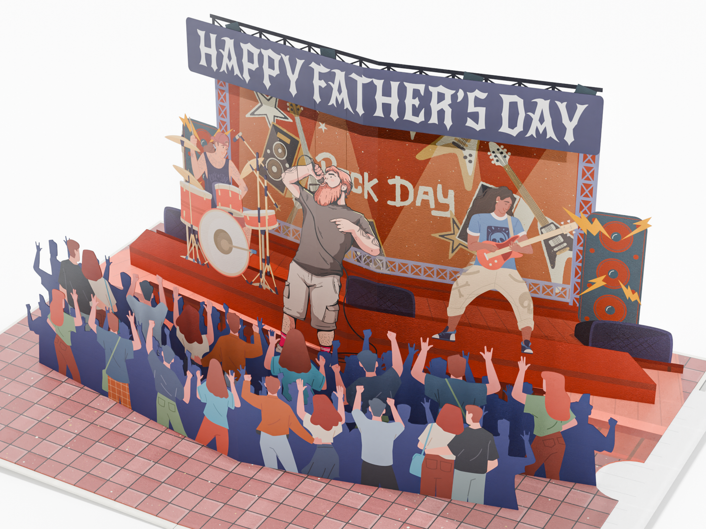 Pop-Up Birthday Rock Card – Custom Dad Rock Concert Stage