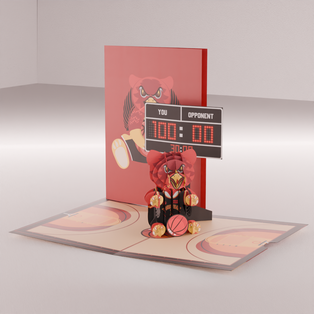 Interactive Basketball Scoreboard Pop-Up Game in red