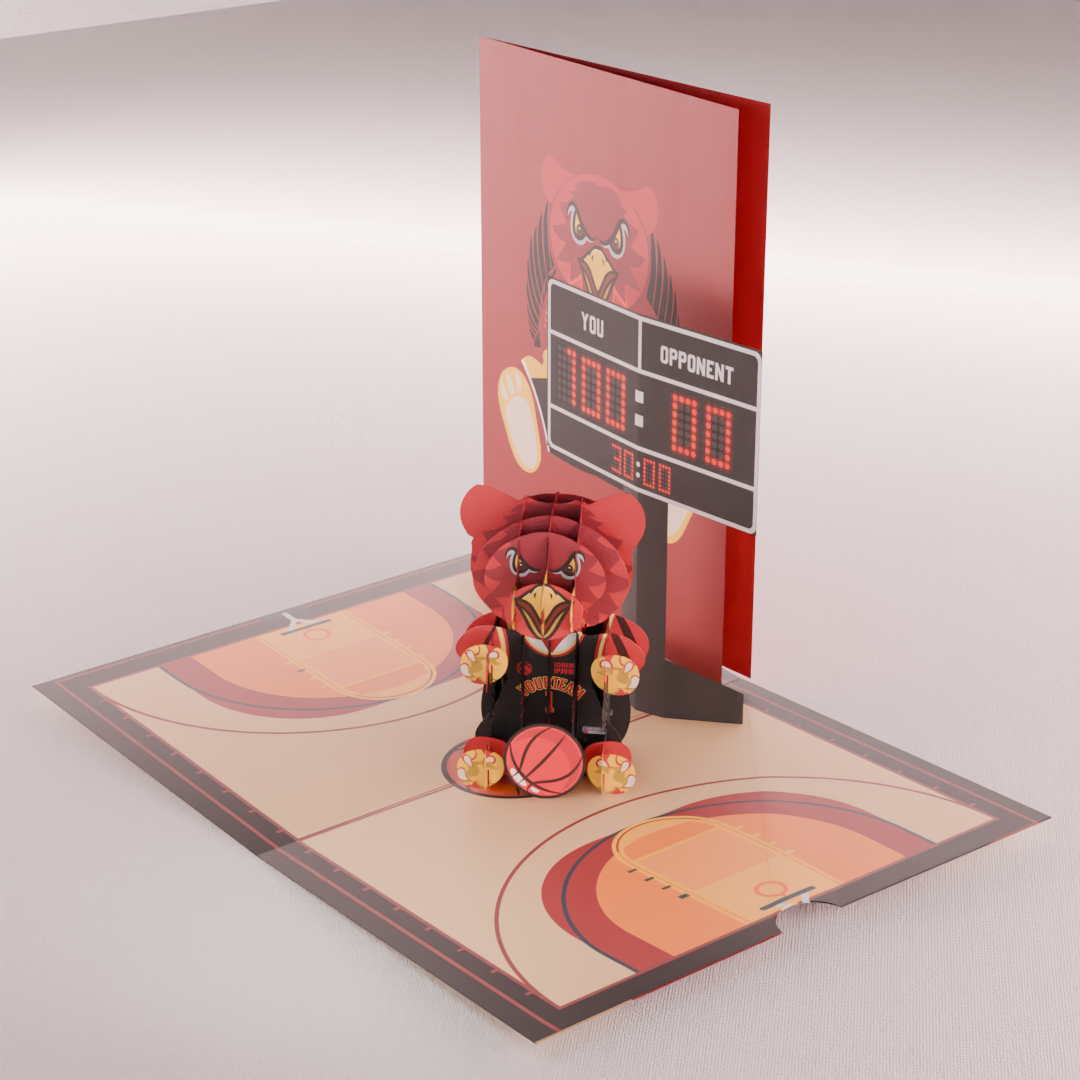 Interactive Basketball Scoreboard Pop-Up Game in red