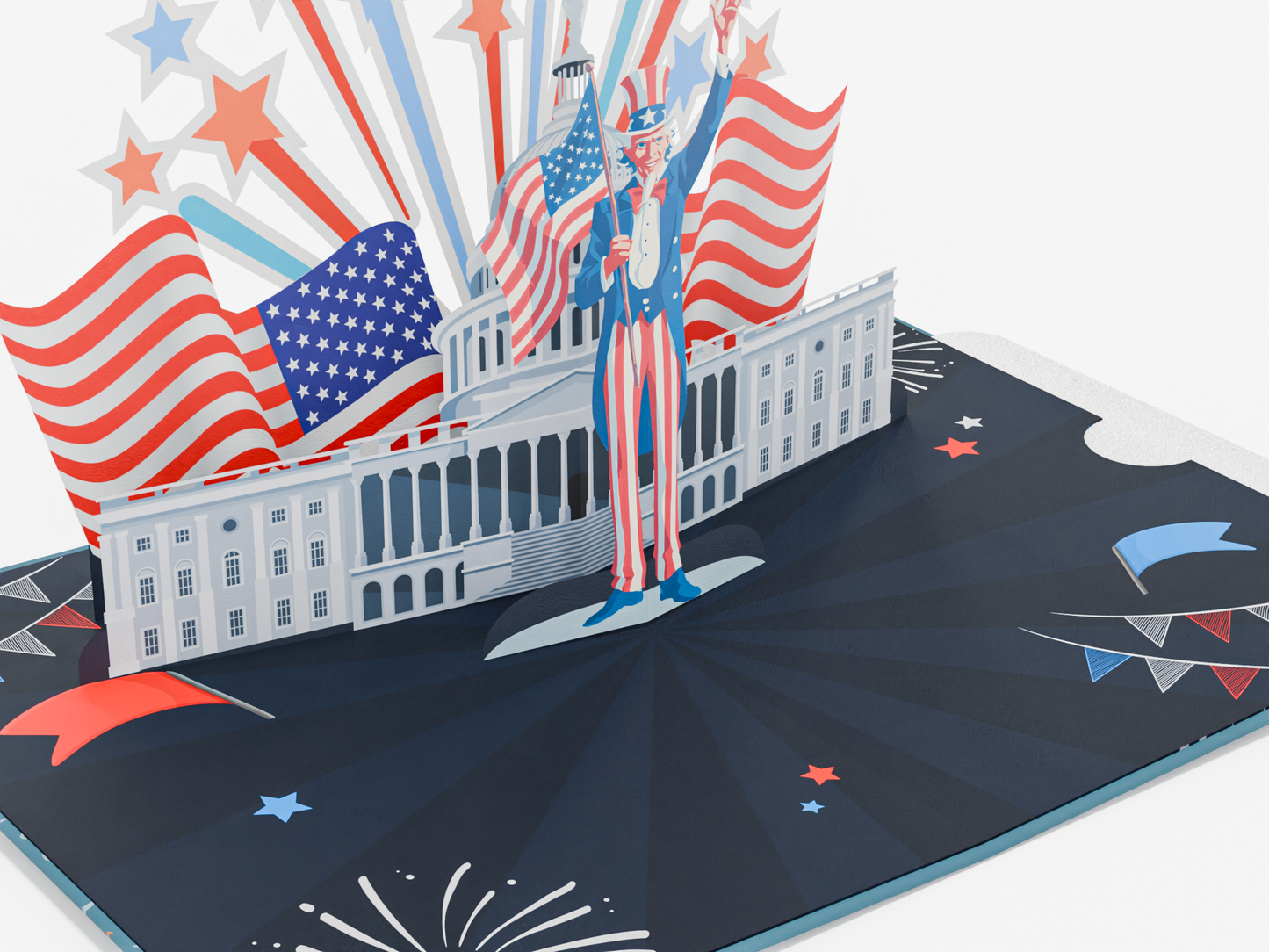 Independence Day Patriotic with Capitol and Uncle Sam