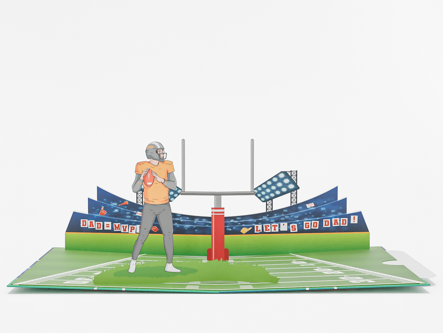 Pop-Up Birthday Card – Custom Football Field with Dad as Quarterback