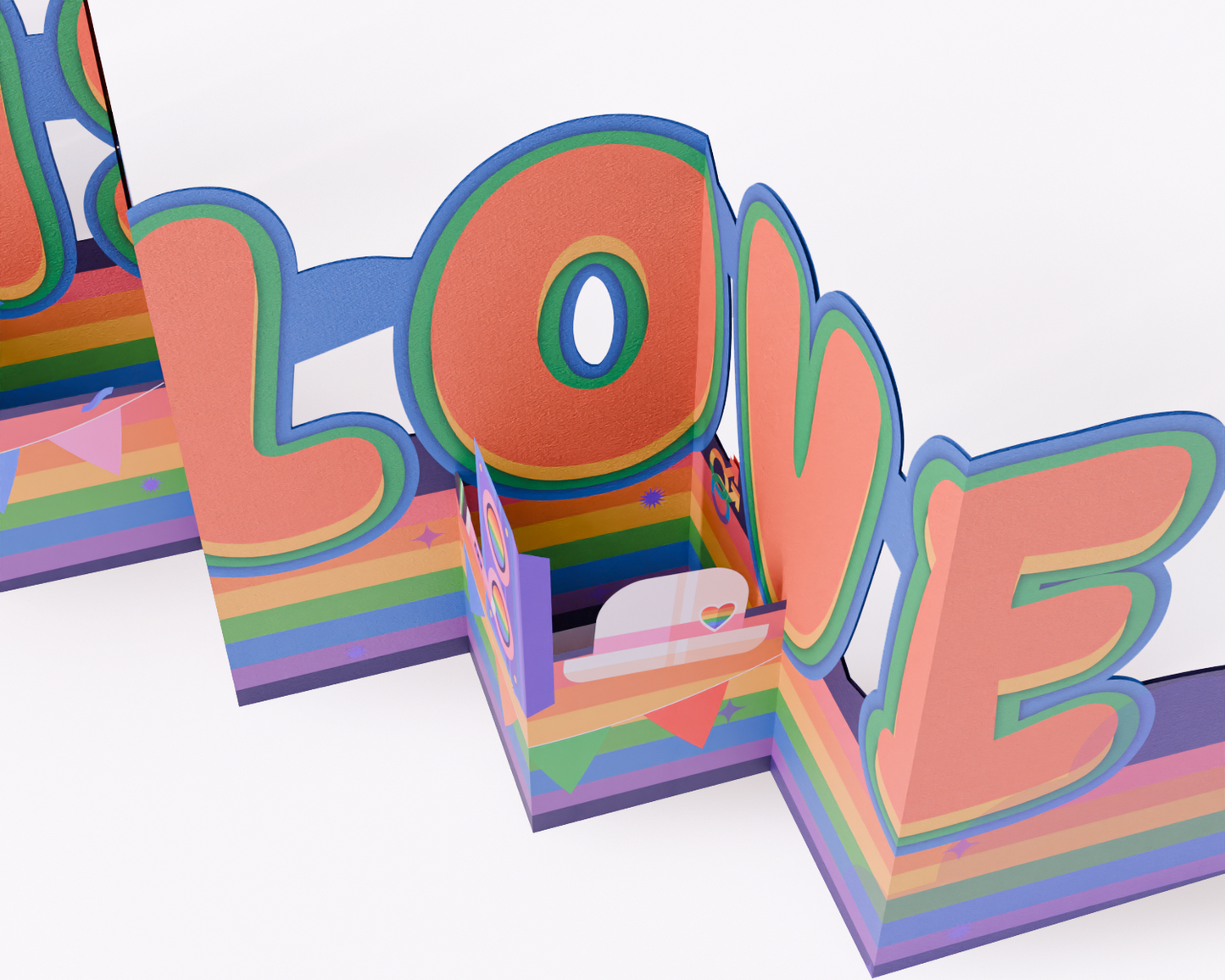 Love Unfolded Accordion Card – Expandable Rainbow Greeting for Pride, Birthday, Anniversary or Just Because