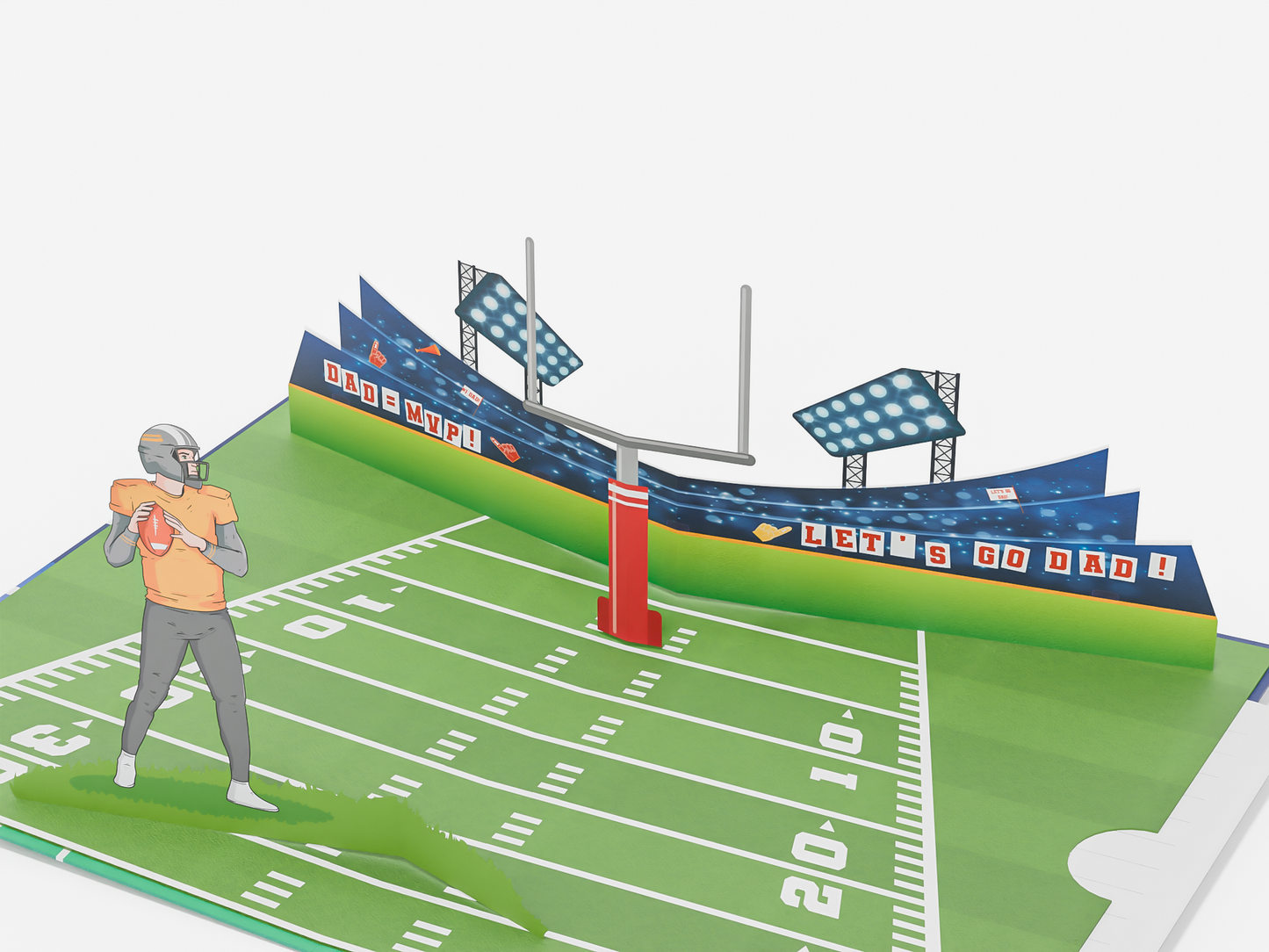Pop-Up Birthday Card – Custom Football Field with Dad as Quarterback