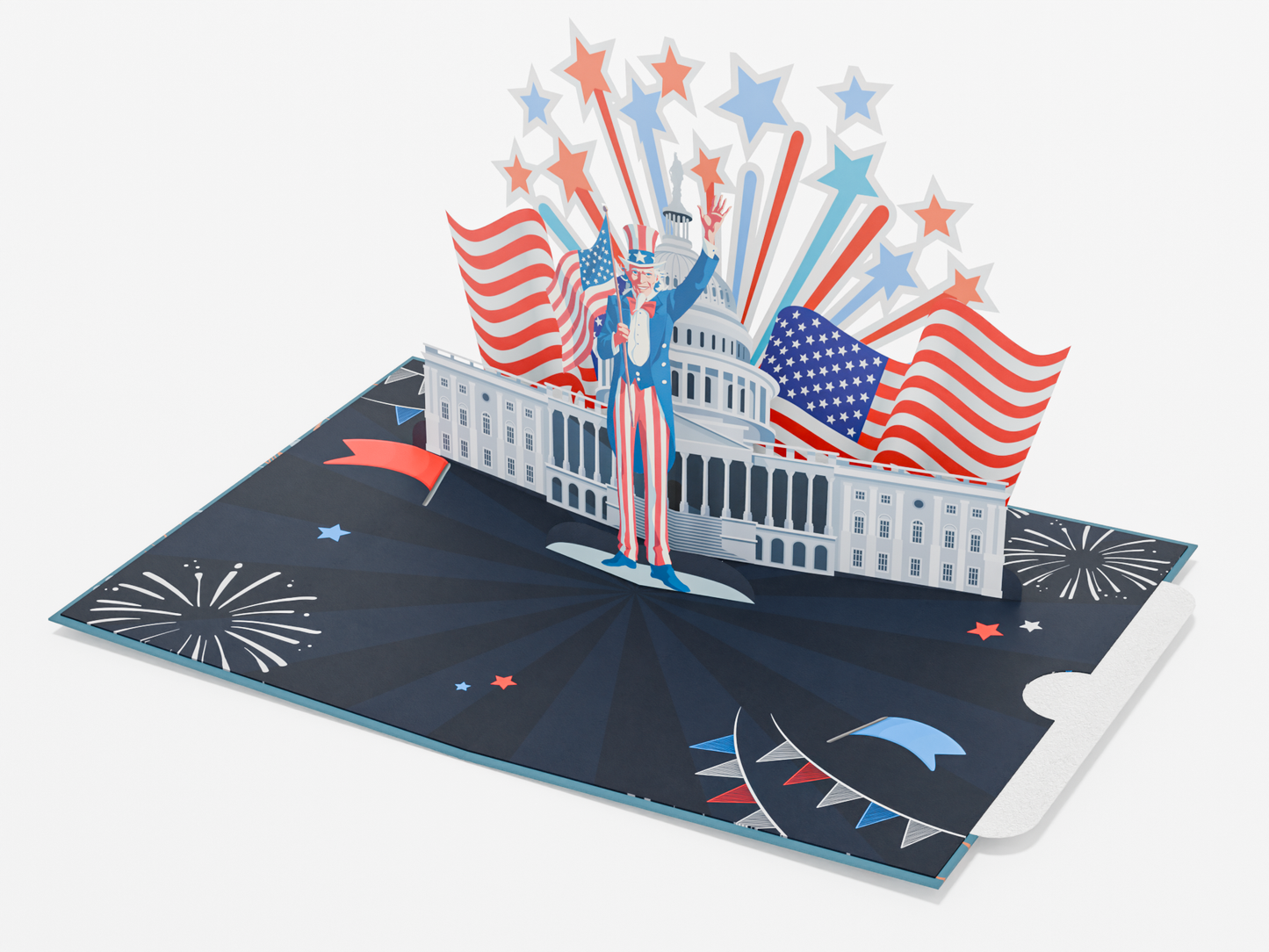Independence Day Patriotic with Capitol and Uncle Sam