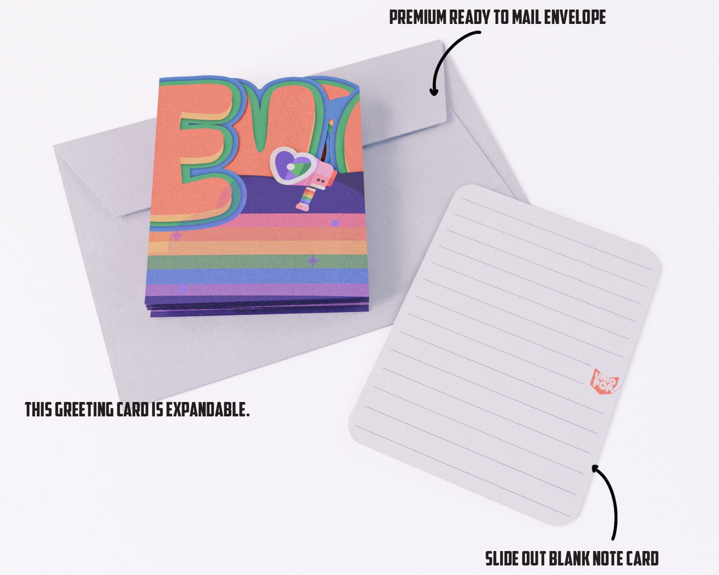 Love Unfolded Accordion Card – Expandable Rainbow Greeting for Pride, Birthday, Anniversary or Just Because