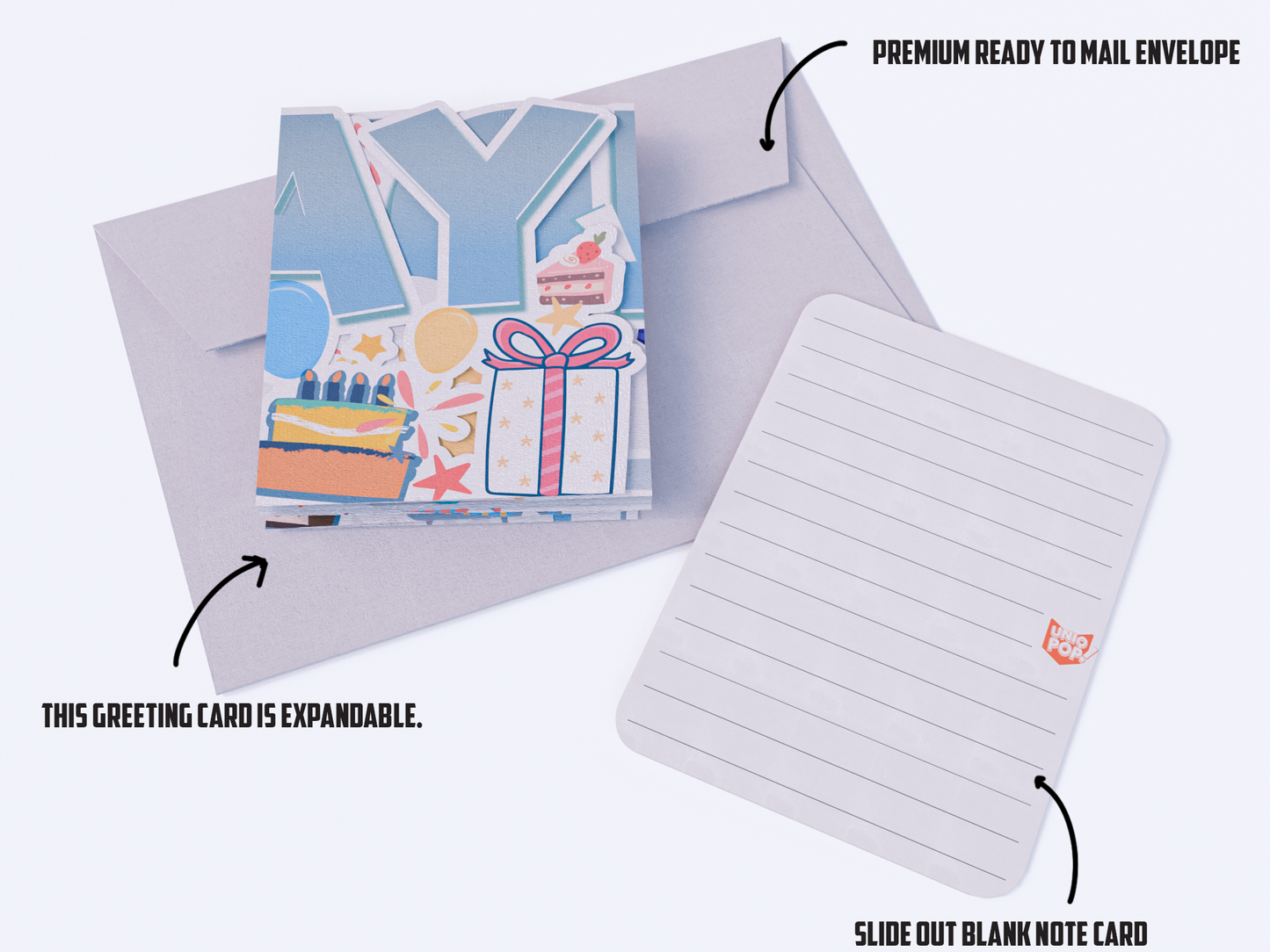 Happy Birthday Unfolded Accordion Card – Expandable Pop-Up Greeting Card