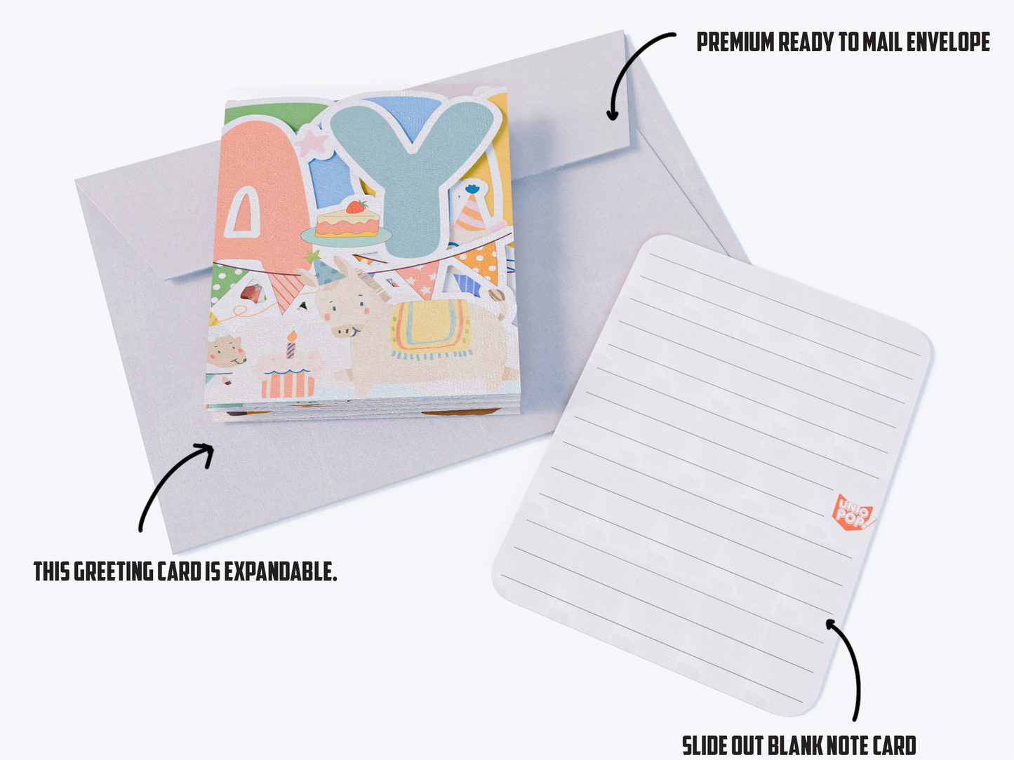 Happy Birthday Animal Parade Card – Cute Fold-Out Pop-Up Greeting With Pets, Cakes, and Party Fun