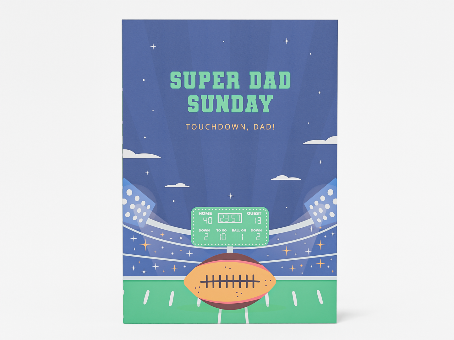 Pop-Up Birthday Card – Custom Football Field with Dad as Quarterback