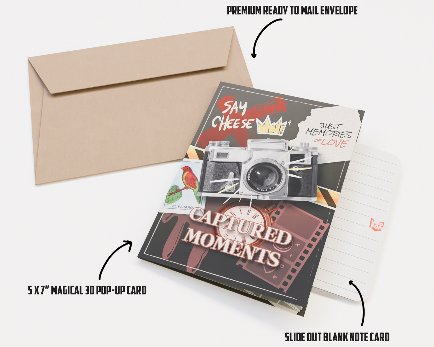 Captured Moments Pop-Up Card – Retro Film Birthday Greeting With Camera Design