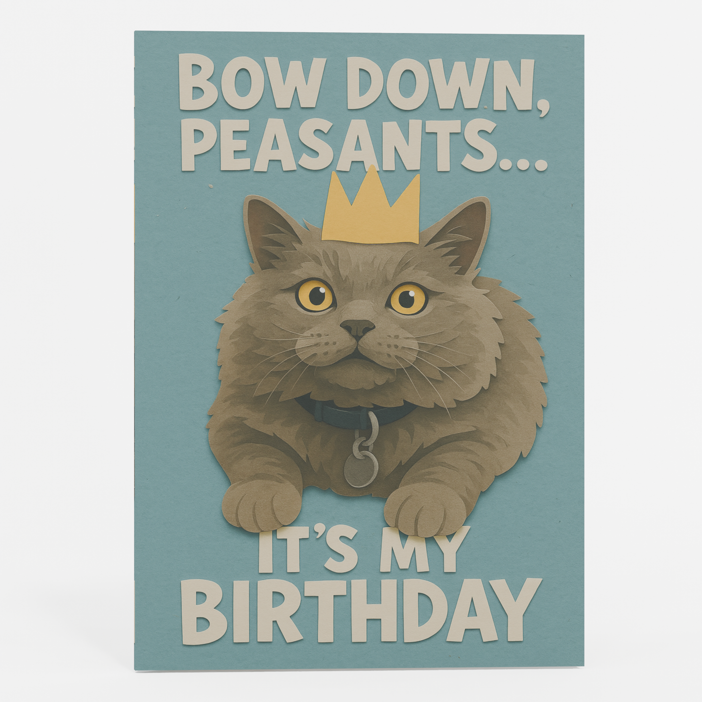 Funny Cat Birthday 3D Pop-Up Card Design Crowned Kitty