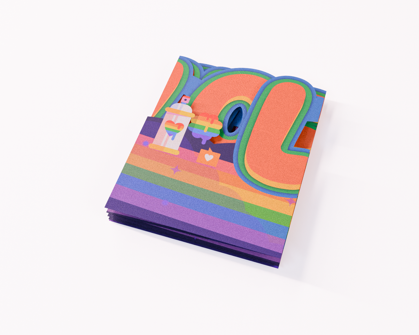 Love Unfolded Accordion Card – Expandable Rainbow Greeting for Pride, Birthday, Anniversary or Just Because