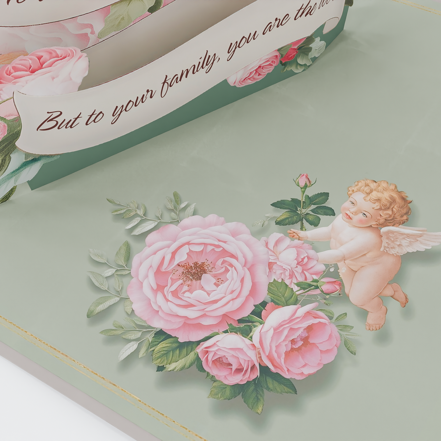 Vintage Pop-Up Mother's Day Card with Angels and Roses