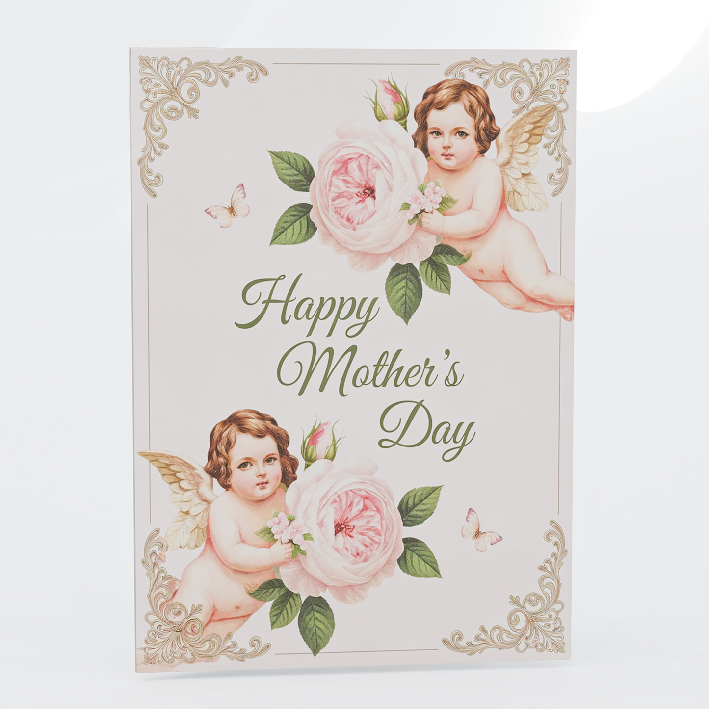 Vintage Pop-Up Mother's Day Card with Angels and Roses