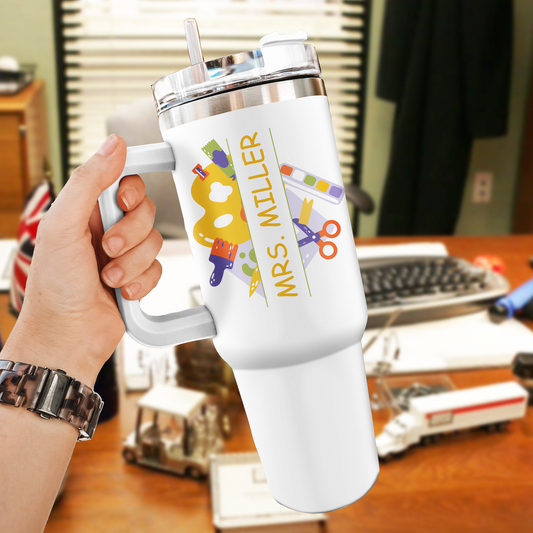 Personalized Tumbler with Handle – Custom Name Gift