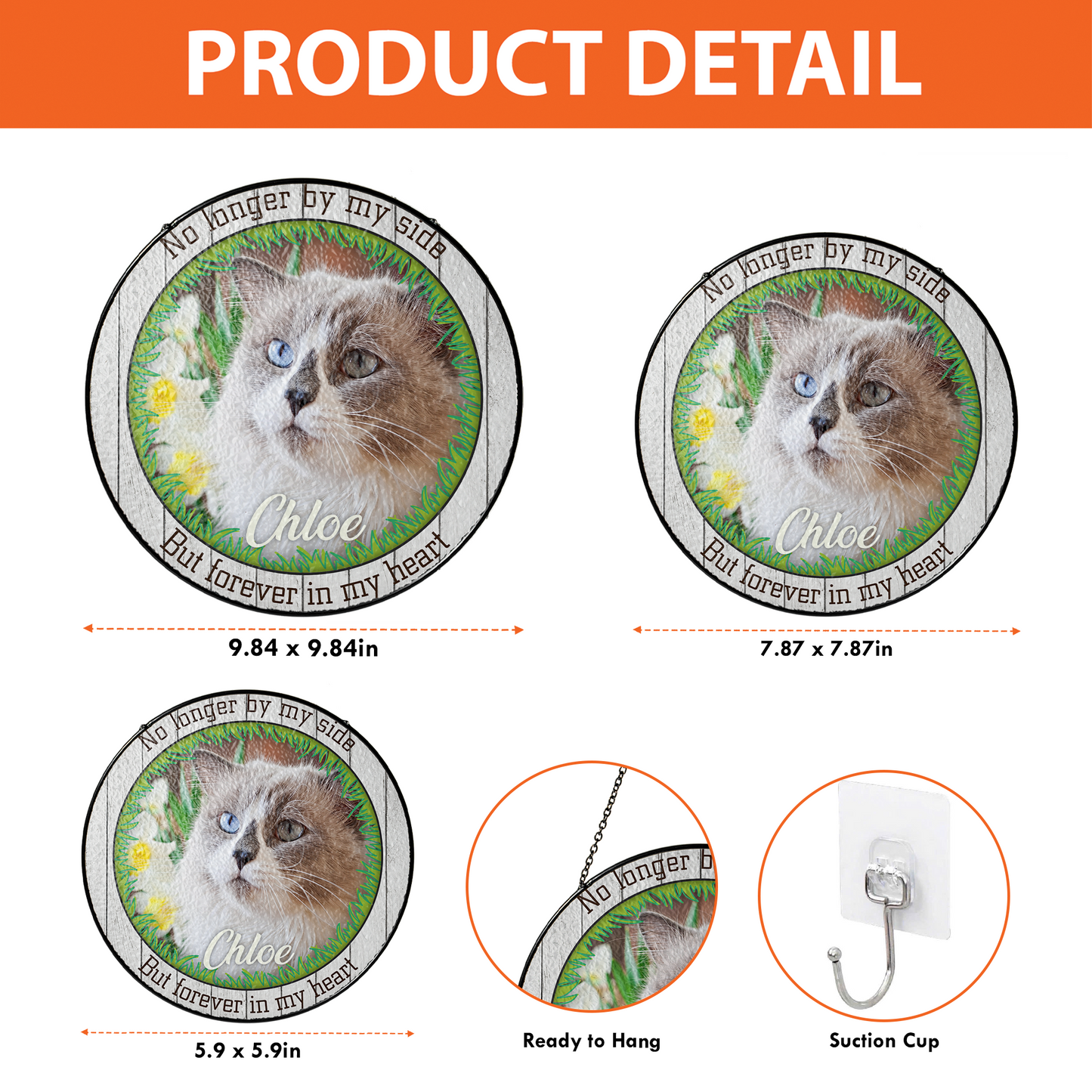 Personalized Pet Memorial Ornament - Custom Photo Circle Ornament