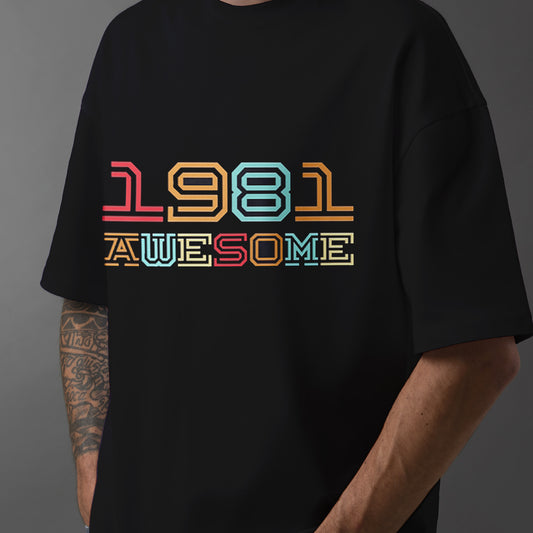 Custom Year & Text Retro T-Shirt - Personalized Vintage Style Birthday Shirt