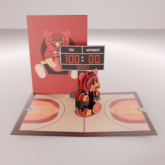 Interactive Basketball Scoreboard Pop-Up Game in red