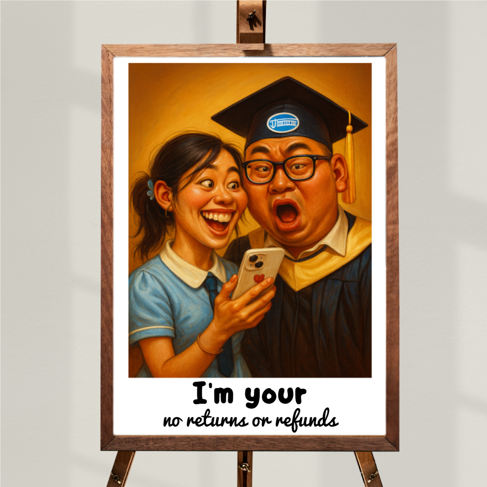 Caricature Wall Art for Funny Couples - Custom Cartoon Drawing from Photo - Personalized Photo Poster
