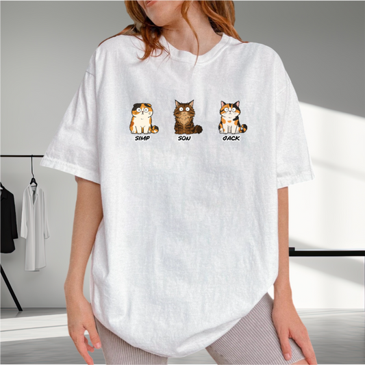 Custom Cat Mom Shirt - Personalized Cat Names T-Shirt for Women - Choose Your Cat Breeds