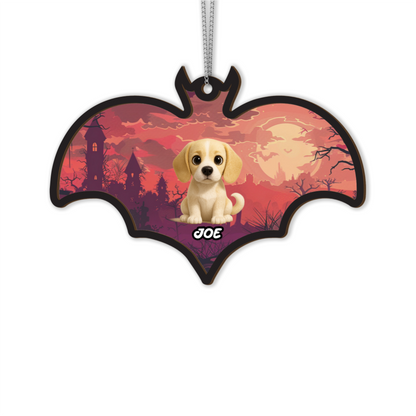 Bat-Shaped Halloween Ornament – Black Cat Witch Acrylic Suncatcher
