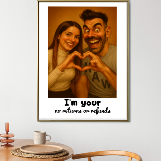 Caricature Wall Art for Funny Couples - Custom Cartoon Drawing from Photo - Personalized Photo Poster