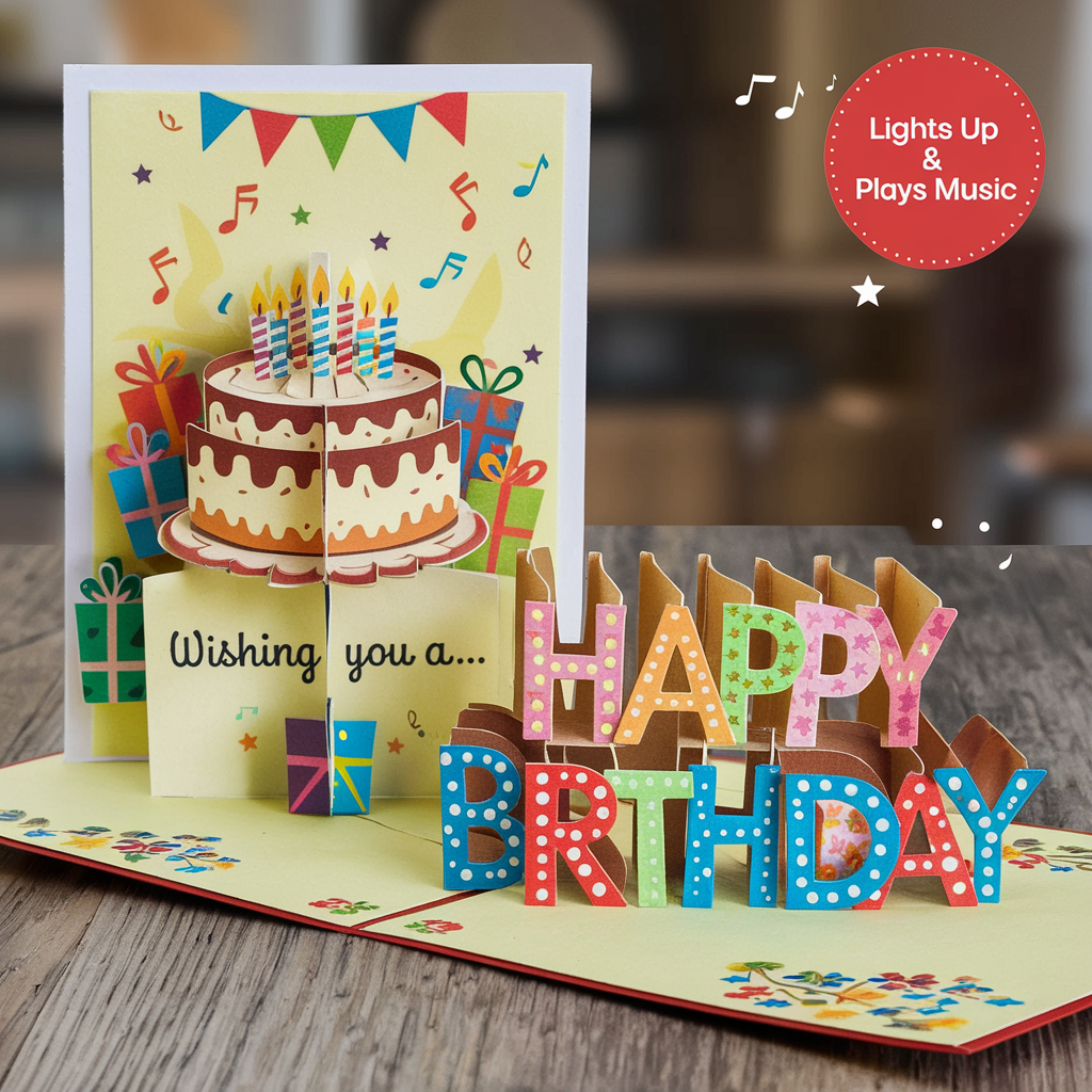 Wishing You a Happy Birthday Music and Lights Pop-Up Card 3