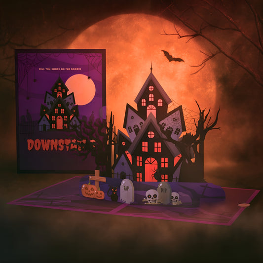 Haunted Mansion Halloween Pop-Up Card – 3D Spooky House Surprise